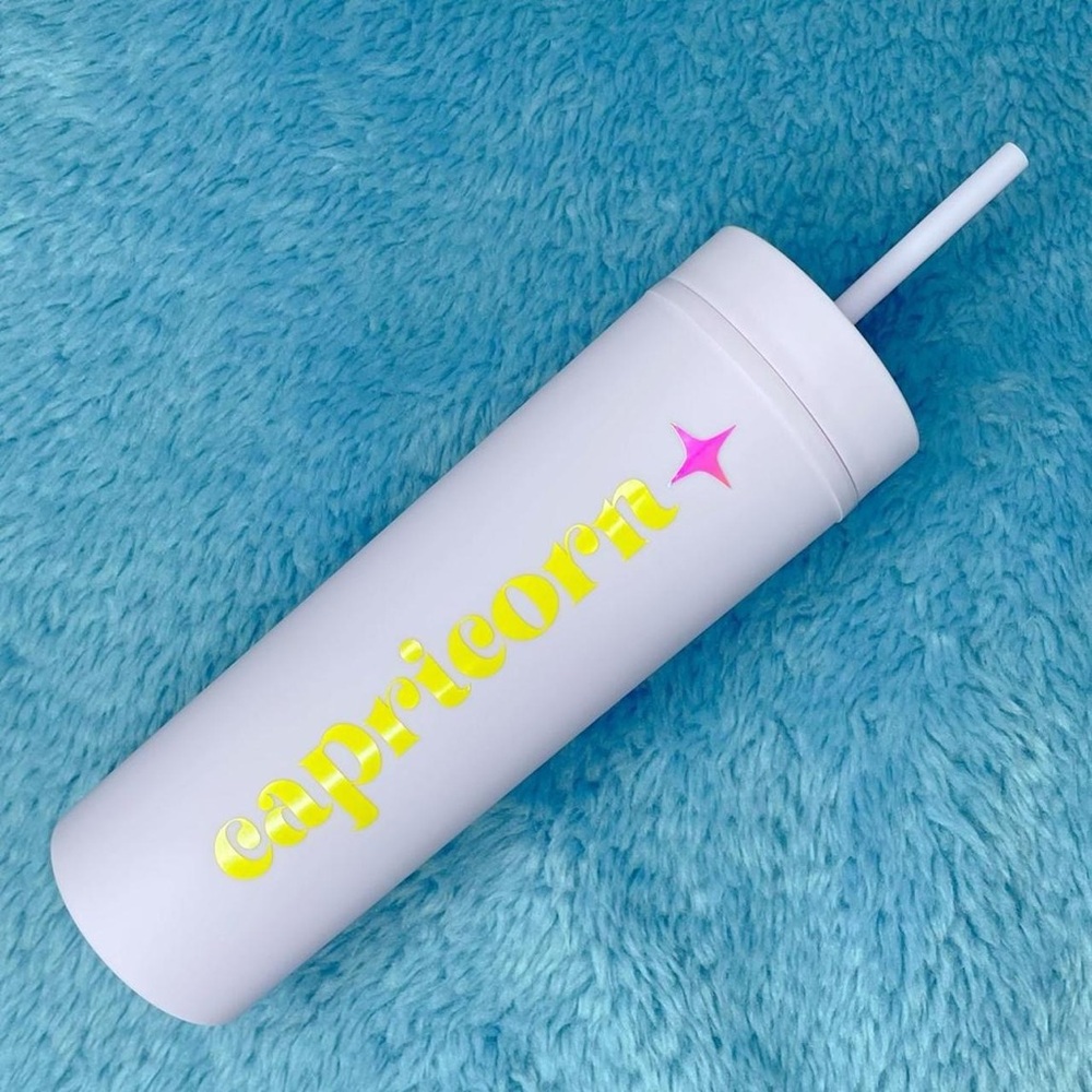 Capricorn Zodiac Reusable Tumbler Cup with Straw